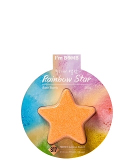 I'M BOMB Bilă efervescentă pentru baie Rainbow Star Lemon Peach, 120 gr