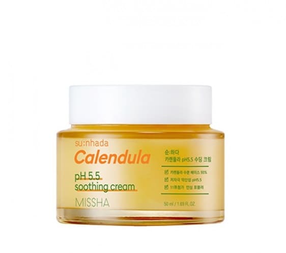 Missha Crema calmanta cu extract de calendula pu tenul sensibil Calendula pH Balancing & Soothing Cream, 50ml