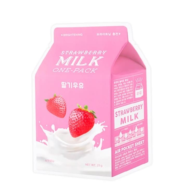 Apieu Осветляющая тканевая маска с молочными протеинами и экстрактом клубники Strawberry Milk One Pack Mask, 1 шт