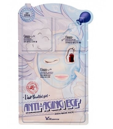 Elizavecca Трёхступенчатая омолаживающая тканевая маска для лица Anti-Aging EGF Aqua