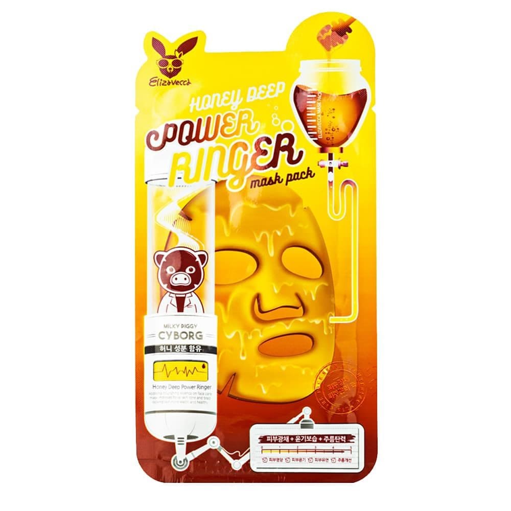 Elizavecca Питательная тканевая маска для лица с экстрактом мёда Honey Deep Power Ringer Mask Pack