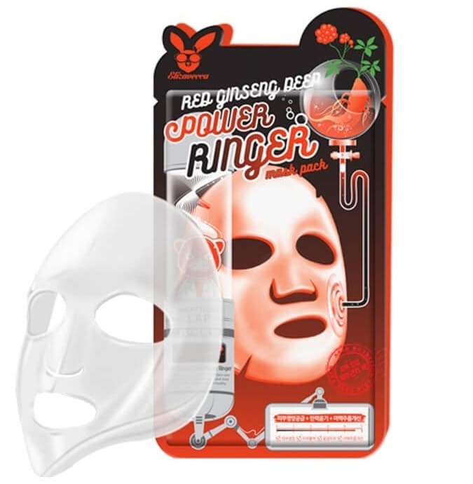 Elizavecca Регенерирующая тканевая маска для лица с экстрактом красного женьшеня Red Ginseng Deep Power Ringer Mask Pack