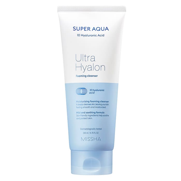Missha Spumă de curățare hidratantă pentru față Super Aqua Ultra Hyalron Cleansing Foam, 200 ml