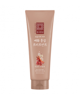 Kerasys Mască pentru păr fin și fragil Dong Ui Hong Sam Prunus Mume Flower Red Ginseng Treatment, 250 ml