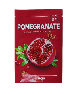 the SAEM Mască din țesătură cu extract de rodie pentru față Mask Natural Pomegranate Sheet, 1 buc