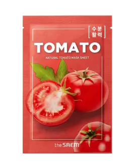 the SAEM Mască din țesătură cu extract de roșii pentru față Natural Tomato Mask Sheet, 1 buc