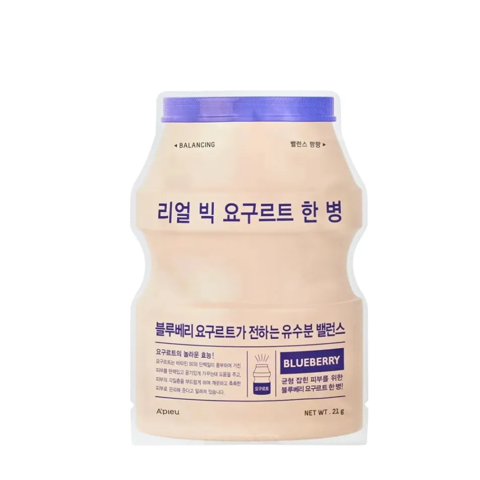 Apieu Mască hidratantă din țesătură Real Big Yogurt One Bottle Blueberry, 1 buc