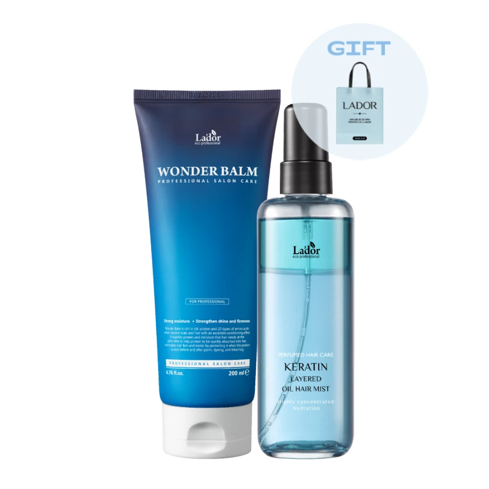 LADOR Set pentru hidratarea și regenerarea părului Wonder & Keratin, 2 buc