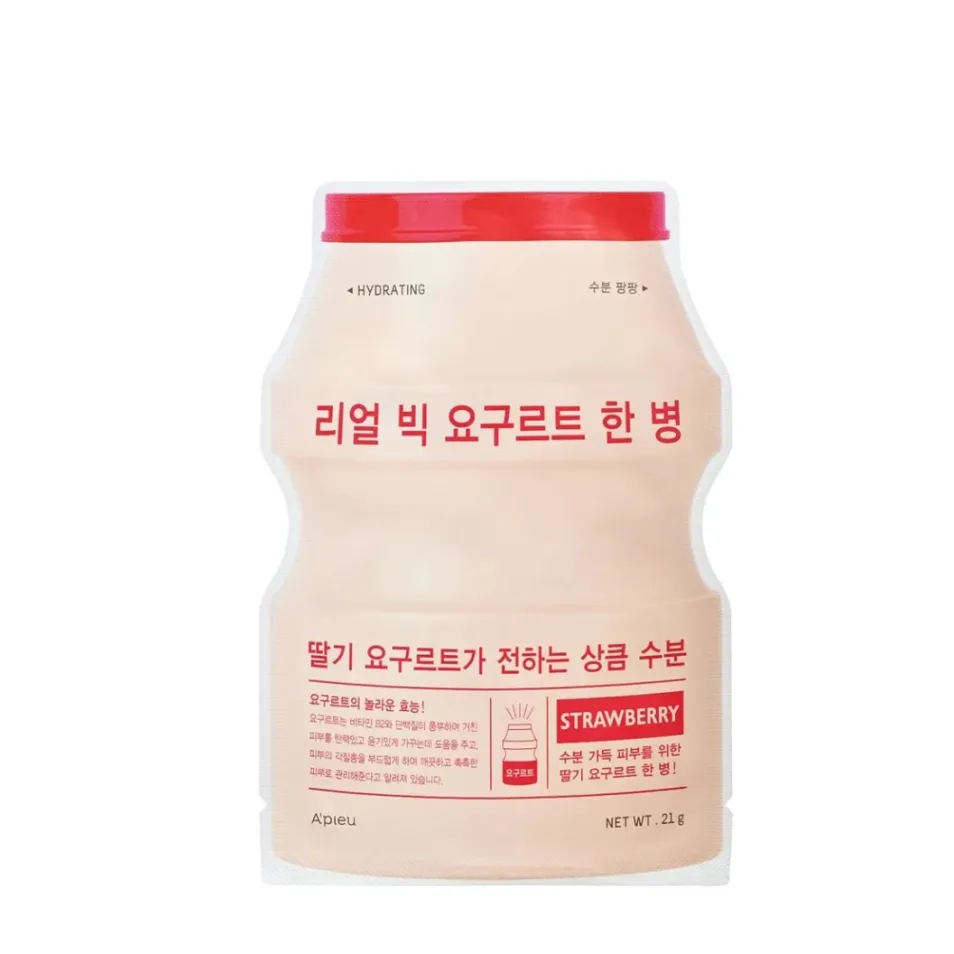 Apieu Mască tonifiantă din țesătură Real Big Yogurt One Bottle Strawberry, 1 buc