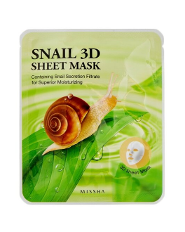 Missha Mască din țesătură cu mucină de melc 3 D Snail Sheet Mask, 1 buc